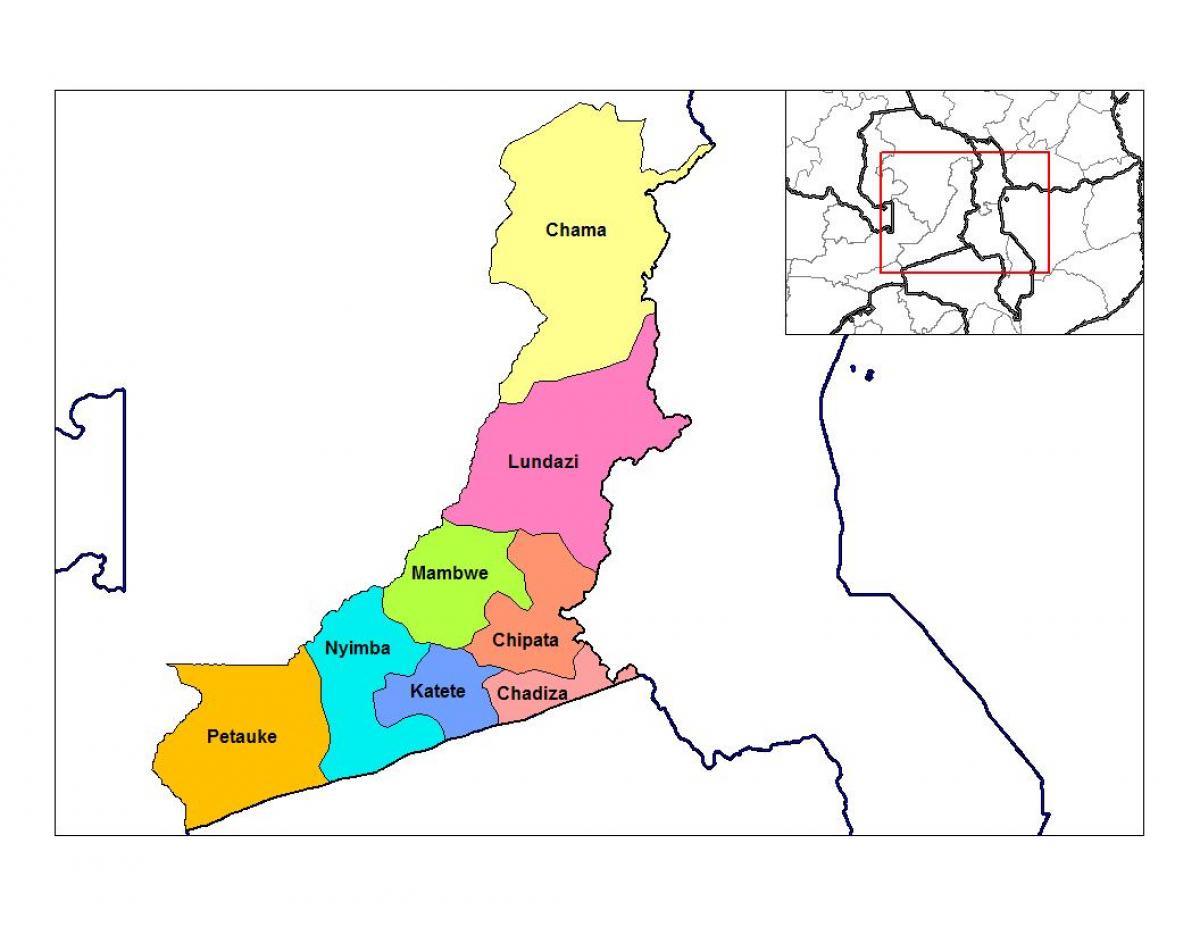 mapa ng silangang lalawigan Zambia