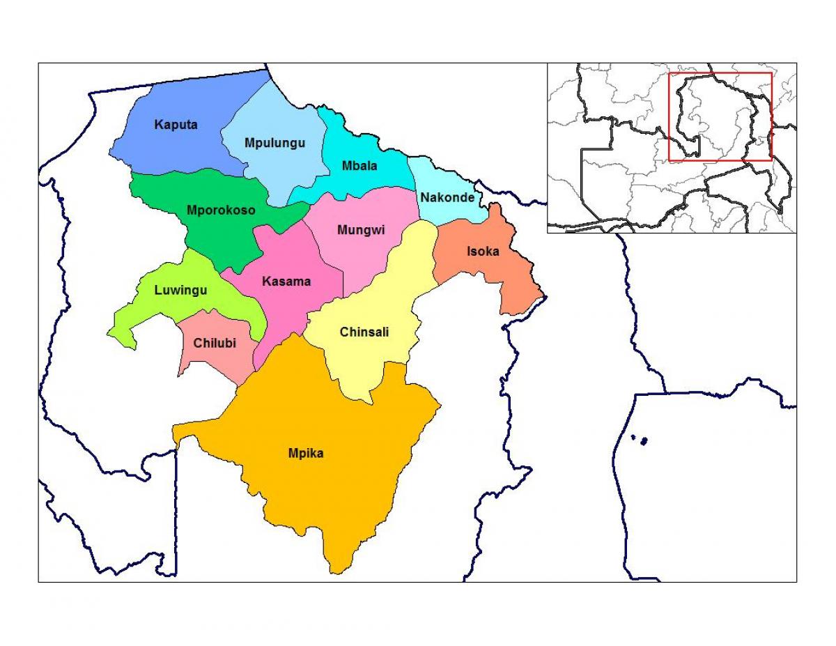 Mapa ng hilagang lalawigan Zambia