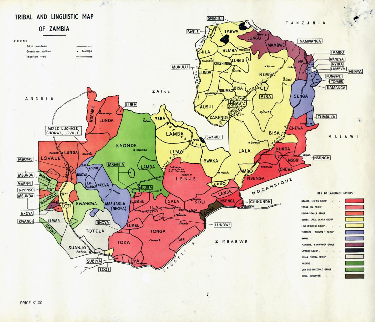 Mapa ng Zambian tribo