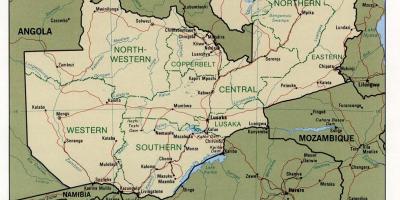 Zambia pisikal na mga tampok ng mapa