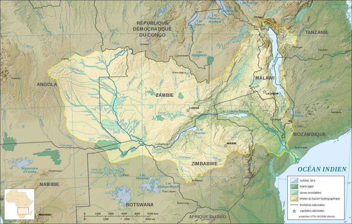 Zambia sa isang mapa